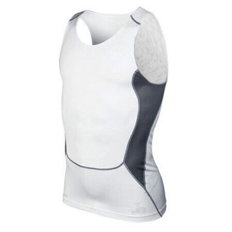 Mens Running Vest Gym Sleeveless Shirt Fitness  Sports Tight compression T-shirts gym high quality