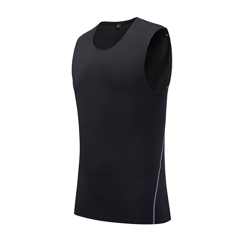 Mens Running Vest Gym Sleeveless Shirt Fitness  Sports Tight compression T-shirts gym high quality