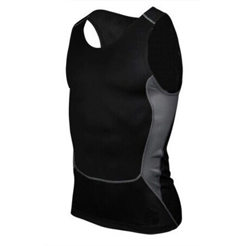 Mens Running Vest Gym Sleeveless Shirt Fitness  Sports Tight compression T-shirts gym high quality