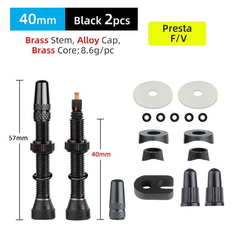 Deemount 2PCS 40/60MM Brass or Alloy Stem Bicycle F/V Presta Tubeless Tire Valve Alloy Valve Cap