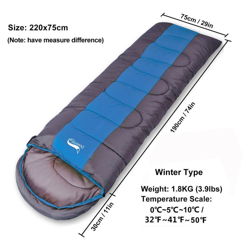 Desert & Fox Camping Sleeping Bag, Lightweight 4 Season Warm & Cold Envelope Backpacking Sleeping