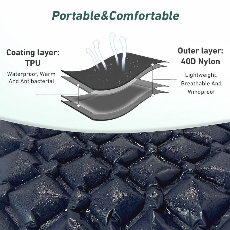 Outdoor Sleeping Pad Camping Inflatable Mattress Built-in Pump Ultralight Air Cushion Travel Mat
