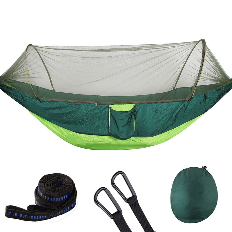 Camping Hammock with Mosquito Net Pop-Up Light Portable Outdoor Parachute Hammocks