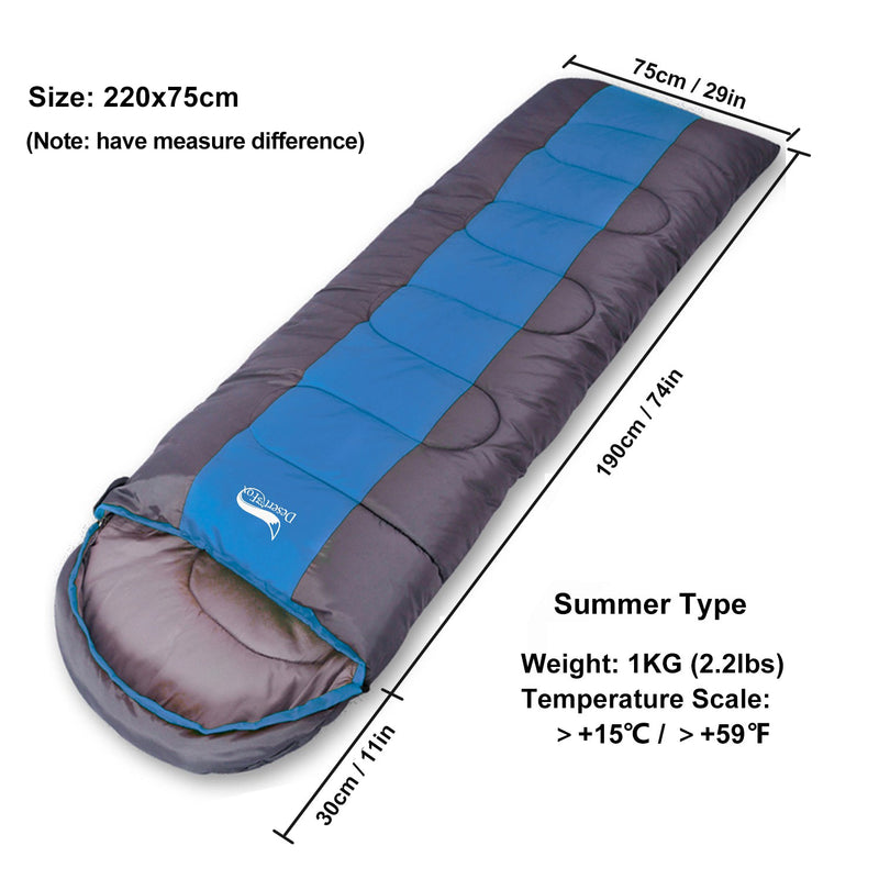 Desert & Fox Camping Sleeping Bag, Lightweight 4 Season Warm & Cold Envelope Backpacking Sleeping