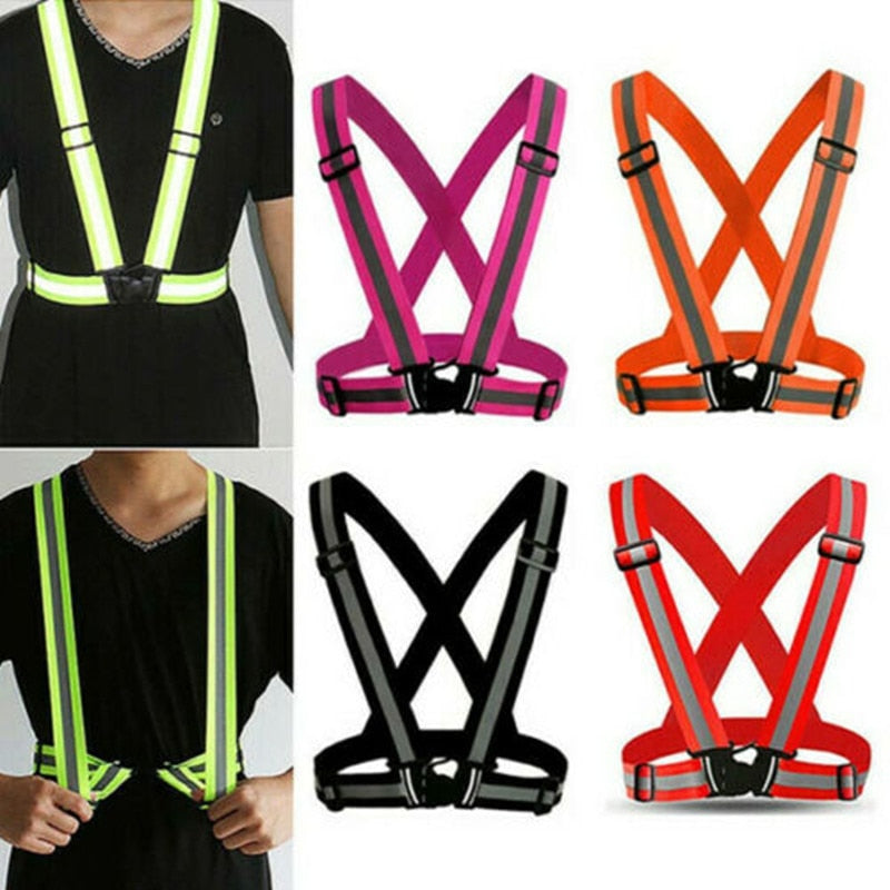 Highlight Reflective Straps Night Running Riding Clothing Vest Adjustable Safety Vest Elastic Band