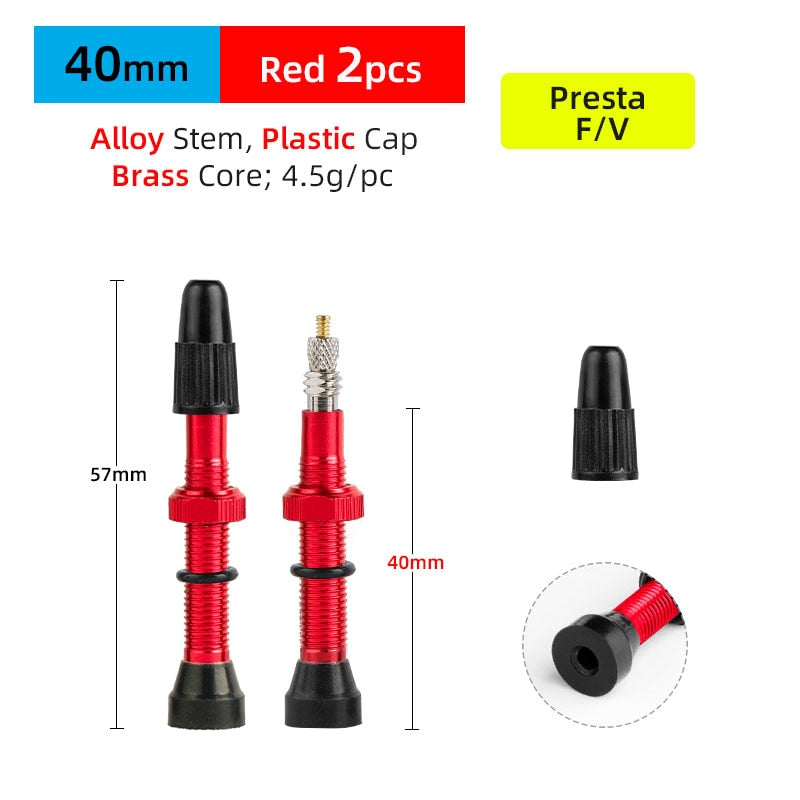 Deemount 2PCS 40/60MM Brass or Alloy Stem Bicycle F/V Presta Tubeless Tire Valve Alloy Valve Cap