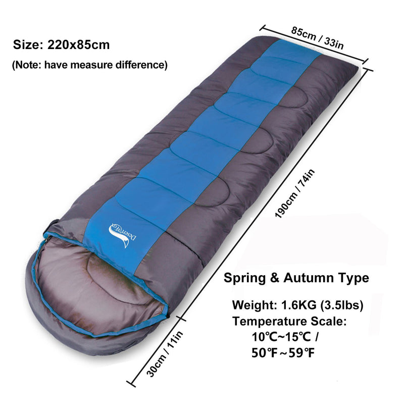 Desert & Fox Camping Sleeping Bag, Lightweight 4 Season Warm & Cold Envelope Backpacking Sleeping