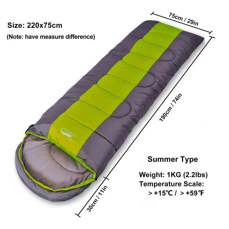 Desert & Fox Camping Sleeping Bag, Lightweight 4 Season Warm & Cold Envelope Backpacking Sleeping