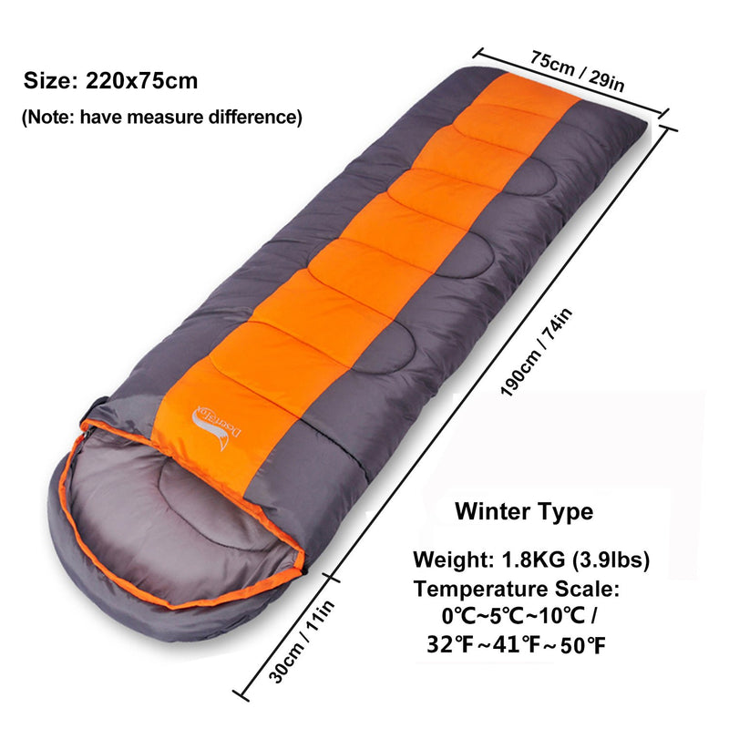 Desert & Fox Camping Sleeping Bag, Lightweight 4 Season Warm & Cold Envelope Backpacking Sleeping