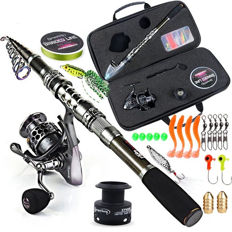 Fishing Rod & Reel Combo Telescopic Fishing Rod Spinning Reel with Fre