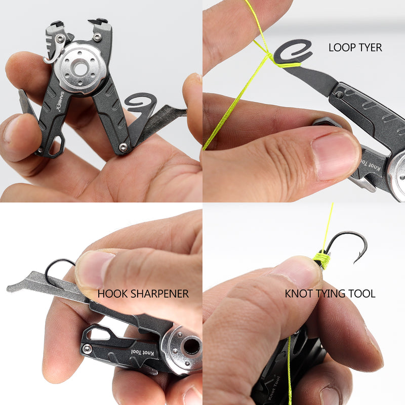 Fly Fishing Knot Tying Tool, 6 in 1 Braided Line Cutter, Hook Sharpener Tungsten Line Cutter