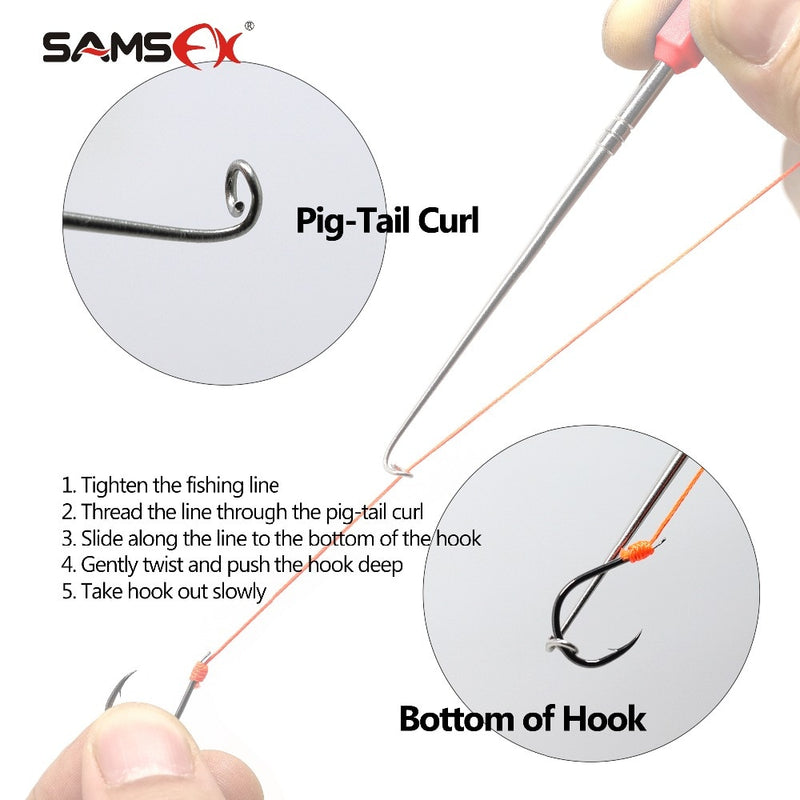 SAMSFX Fly Fishing Quick Knot Tool Universal Nail Knot Tying Tools Loop Tyer Pen Shape Hook Remover Multi Tackle Accessories