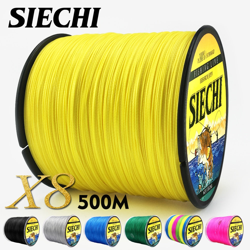 SIECHI PE Braided Fishing Line Multifilament 500M 8 Strands Cord Carp Fishing Lines For Saltwater 20