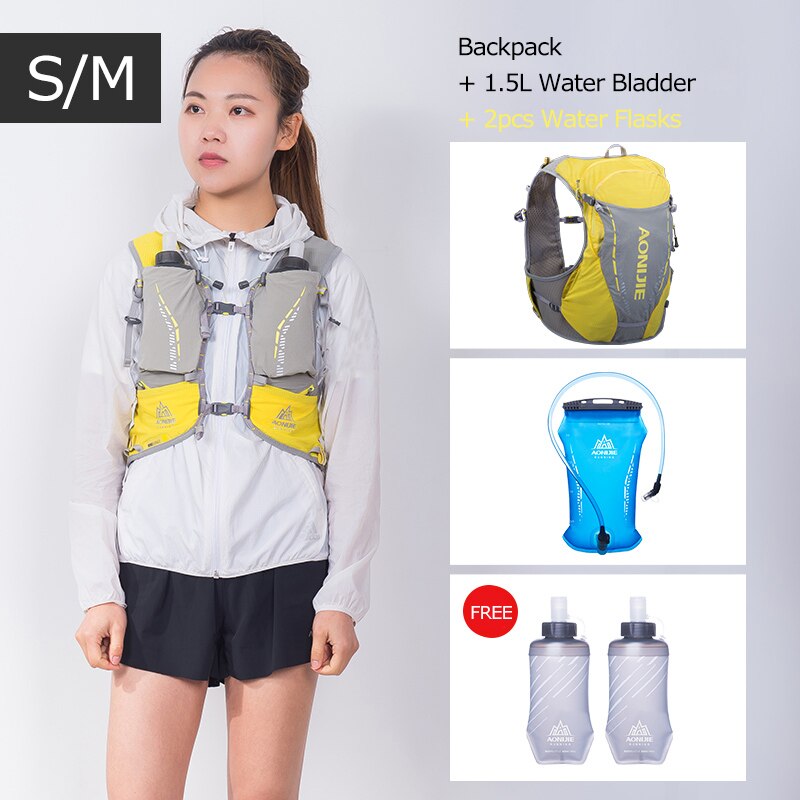 SM Size Ultra Vest 10L Hydration Backpack Pack Bag With 2pcs 420ml Soft Water Flask Hiking Trail