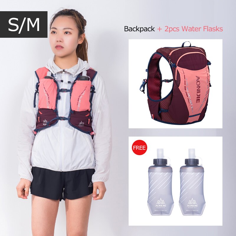 SM Size Ultra Vest 10L Hydration Backpack Pack Bag With 2pcs 420ml Soft Water Flask Hiking Trail