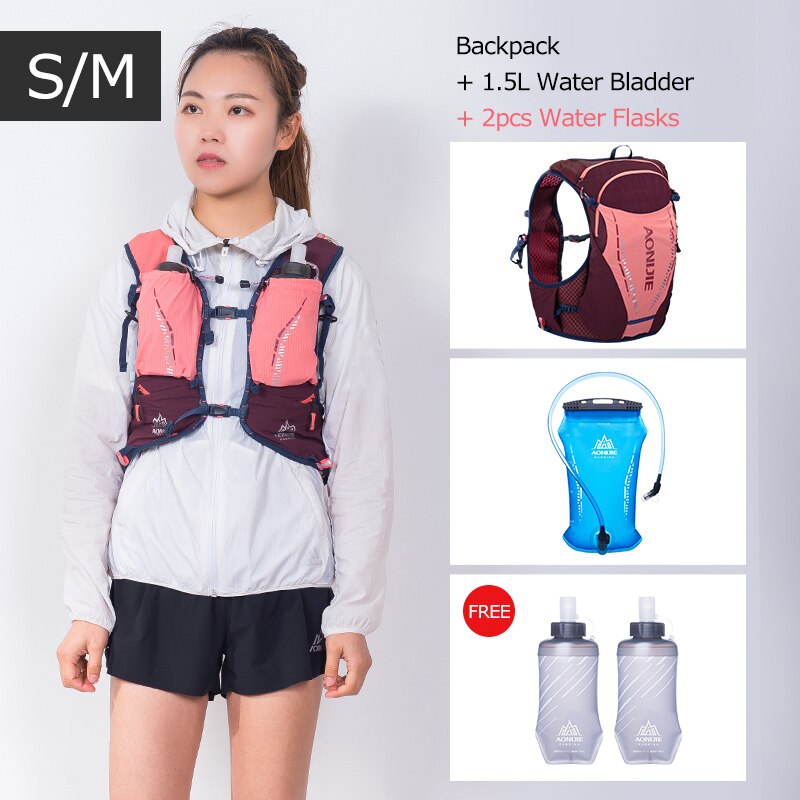 SM Size Ultra Vest 10L Hydration Backpack Pack Bag With 2pcs 420ml Soft Water Flask Hiking Trail