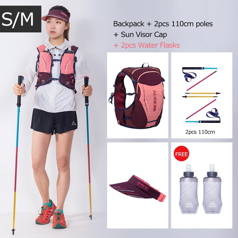 SM Size Ultra Vest 10L Hydration Backpack Pack Bag With 2pcs 420ml Soft Water Flask Hiking Trail