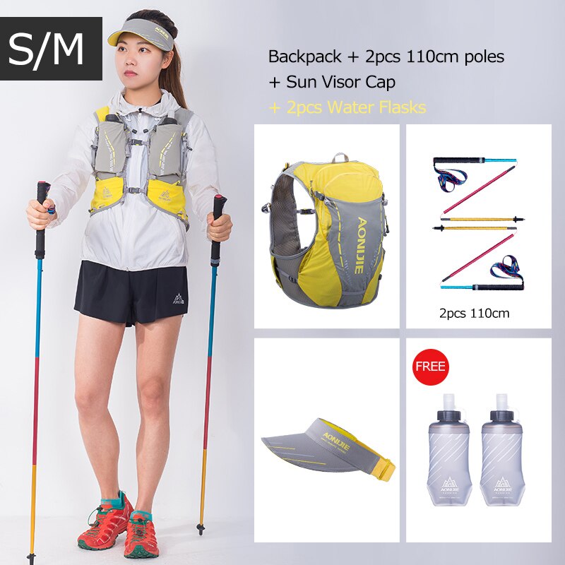 SM Size Ultra Vest 10L Hydration Backpack Pack Bag With 2pcs 420ml Soft Water Flask Hiking Trail