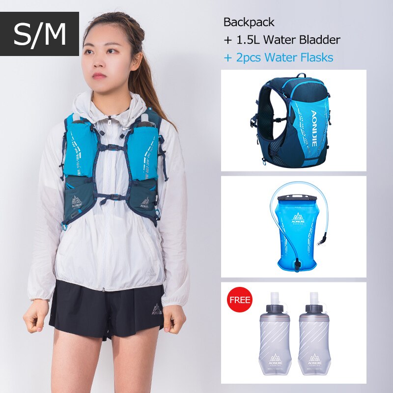SM Size Ultra Vest 10L Hydration Backpack Pack Bag With 2pcs 420ml Soft Water Flask Hiking Trail