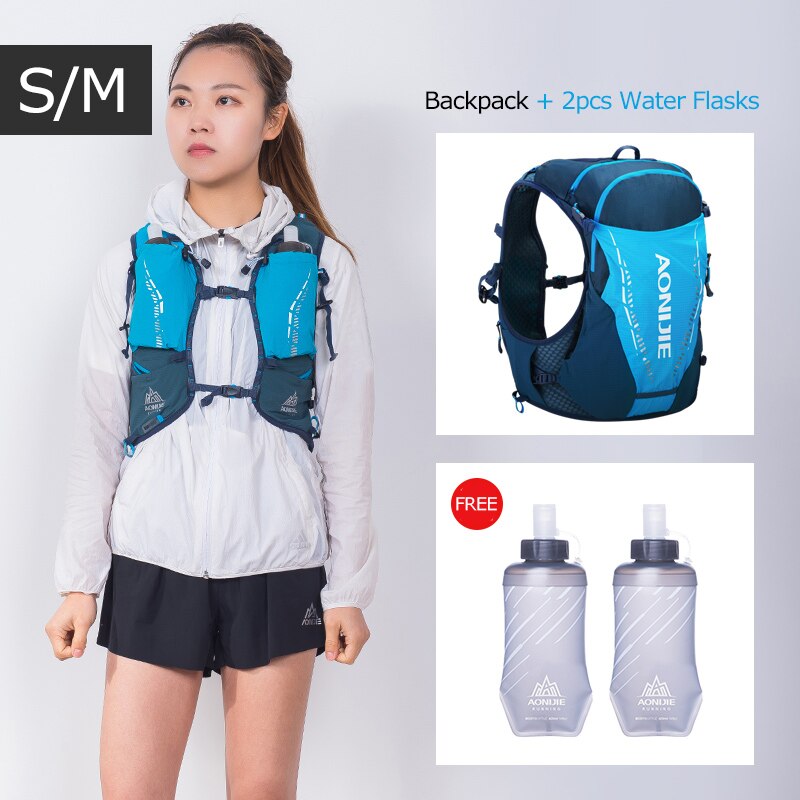 SM Size Ultra Vest 10L Hydration Backpack Pack Bag With 2pcs 420ml Soft Water Flask Hiking Trail