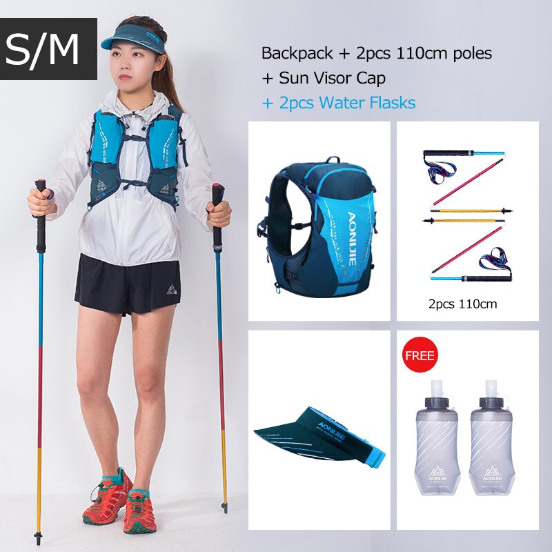 SM Size Ultra Vest 10L Hydration Backpack Pack Bag With 2pcs 420ml Soft Water Flask Hiking Trail