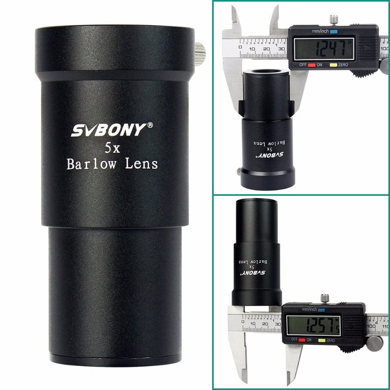 5X Barlow Lens 1.25 inch Eyepiece Metal Fully Coated Focal Length Extender, Magnification Eyepiece