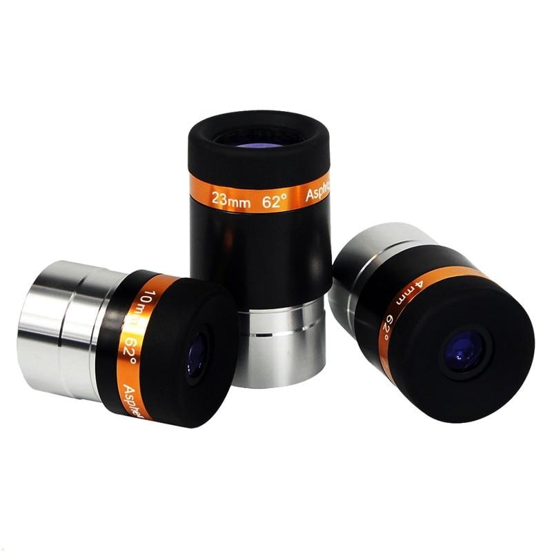 Eyepiece Aspheric 1.25'' HD Wide Angle 62 Degree Lens 4/10/23mm Fully Coated