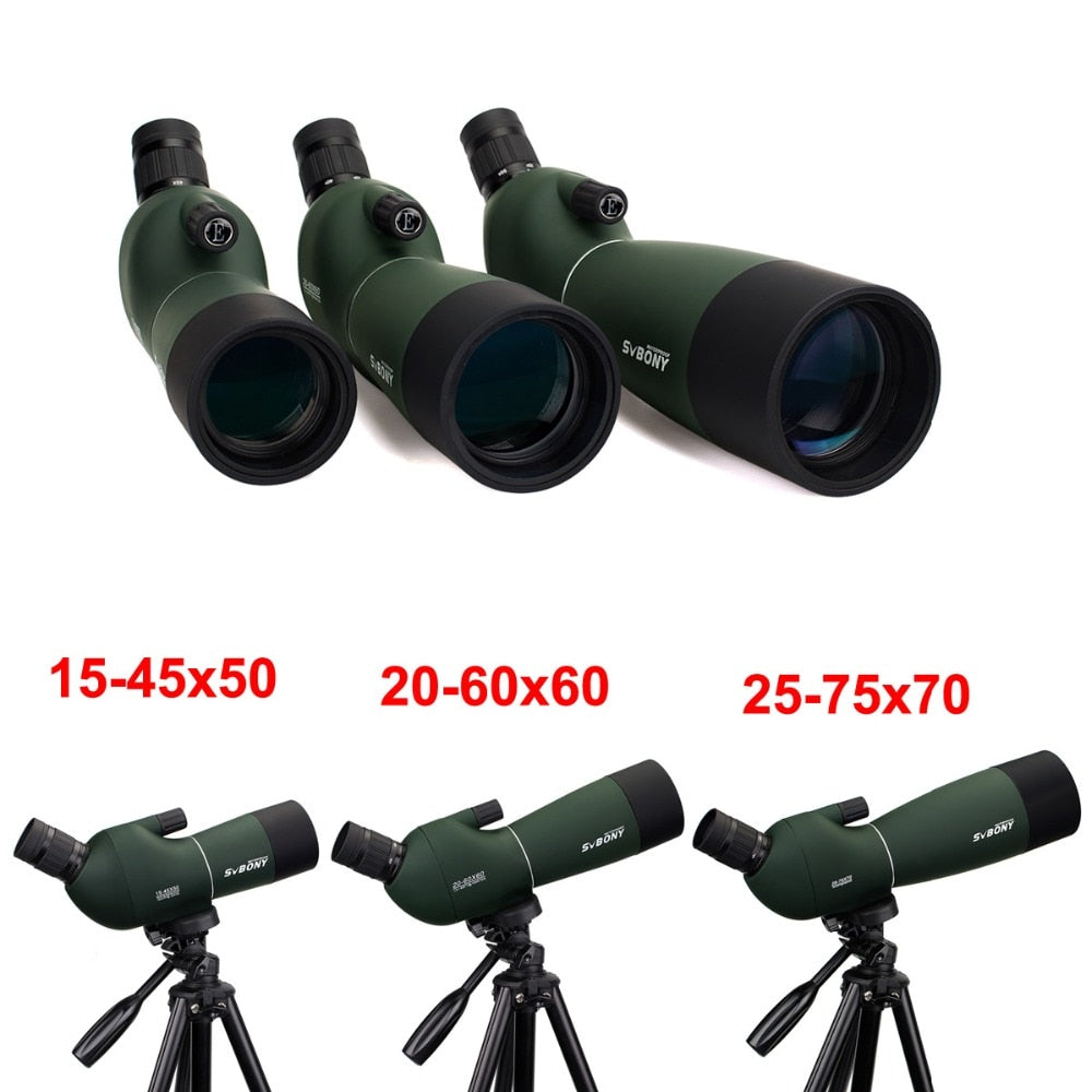SV28 50/60/70mm 3 Types Spotting Scope Waterproof Zoom Telescope +Tripod Soft Case