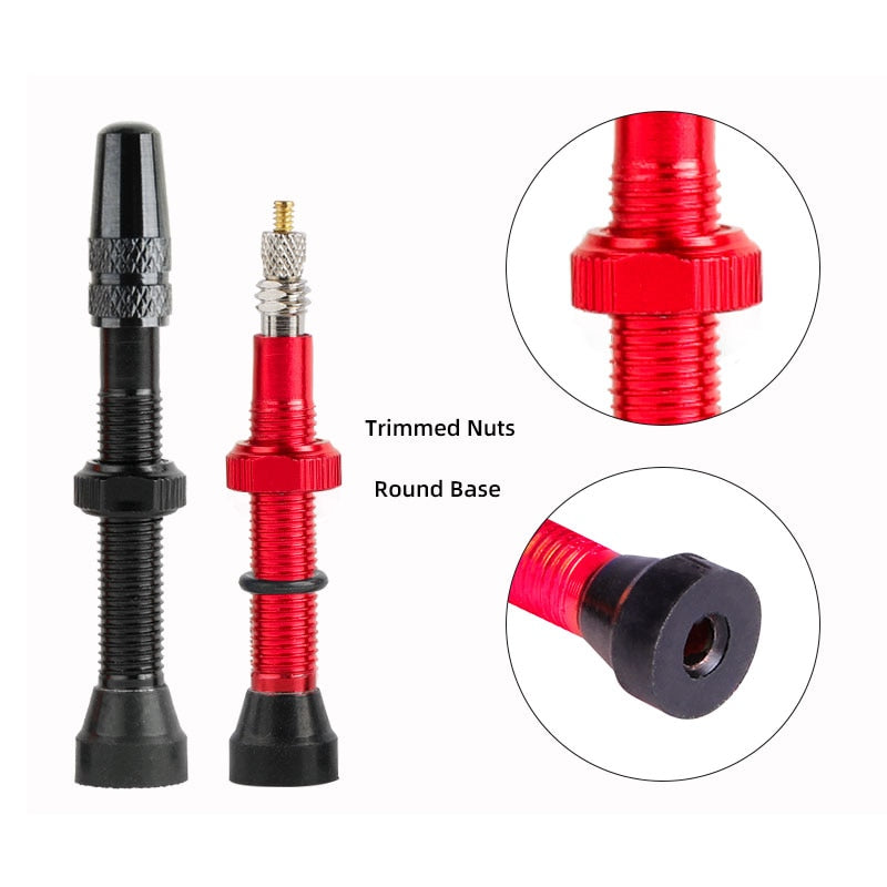 Deemount 2PCS 40/60MM Brass or Alloy Stem Bicycle F/V Presta Tubeless Tire Valve Alloy Valve Cap