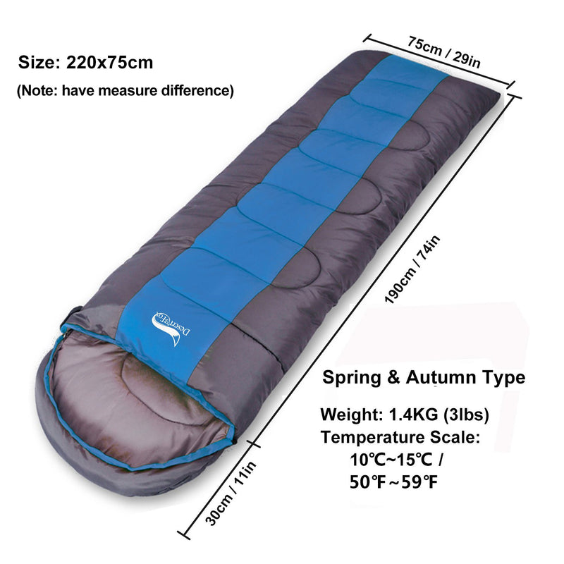 Desert & Fox Camping Sleeping Bag, Lightweight 4 Season Warm & Cold Envelope Backpacking Sleeping