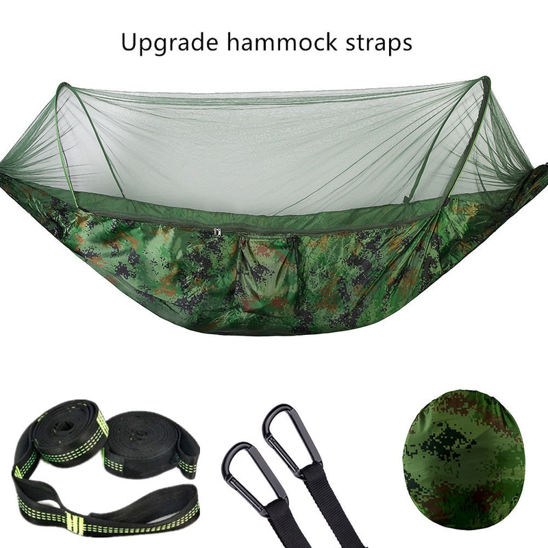 Camping Hammock with Mosquito Net Pop-Up Light Portable Outdoor Parachute Hammocks