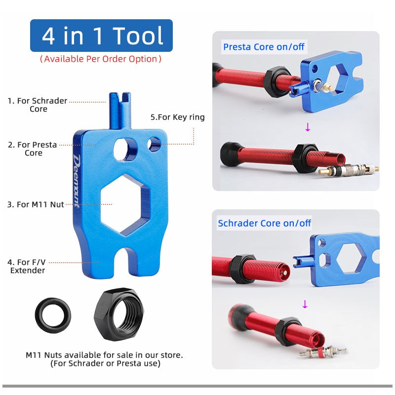 Deemount 2PCS 40/60MM Brass or Alloy Stem Bicycle F/V Presta Tubeless Tire Valve Alloy Valve Cap