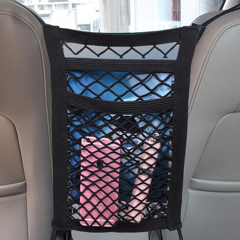 1Pc Universal Elastic Polyester Car Truck Seat Mesh Storage Net Bag Organizer Holder Pocket