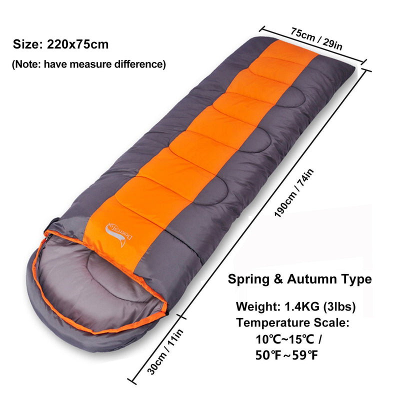 Desert & Fox Camping Sleeping Bag, Lightweight 4 Season Warm & Cold Envelope Backpacking Sleeping