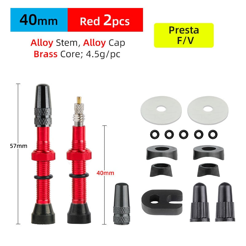 Deemount 2PCS 40/60MM Brass or Alloy Stem Bicycle F/V Presta Tubeless Tire Valve Alloy Valve Cap