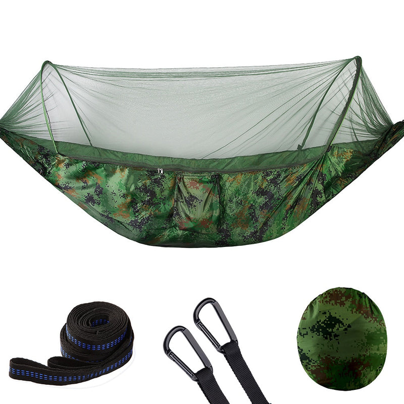 Camping Hammock with Mosquito Net Pop-Up Light Portable Outdoor Parachute Hammocks