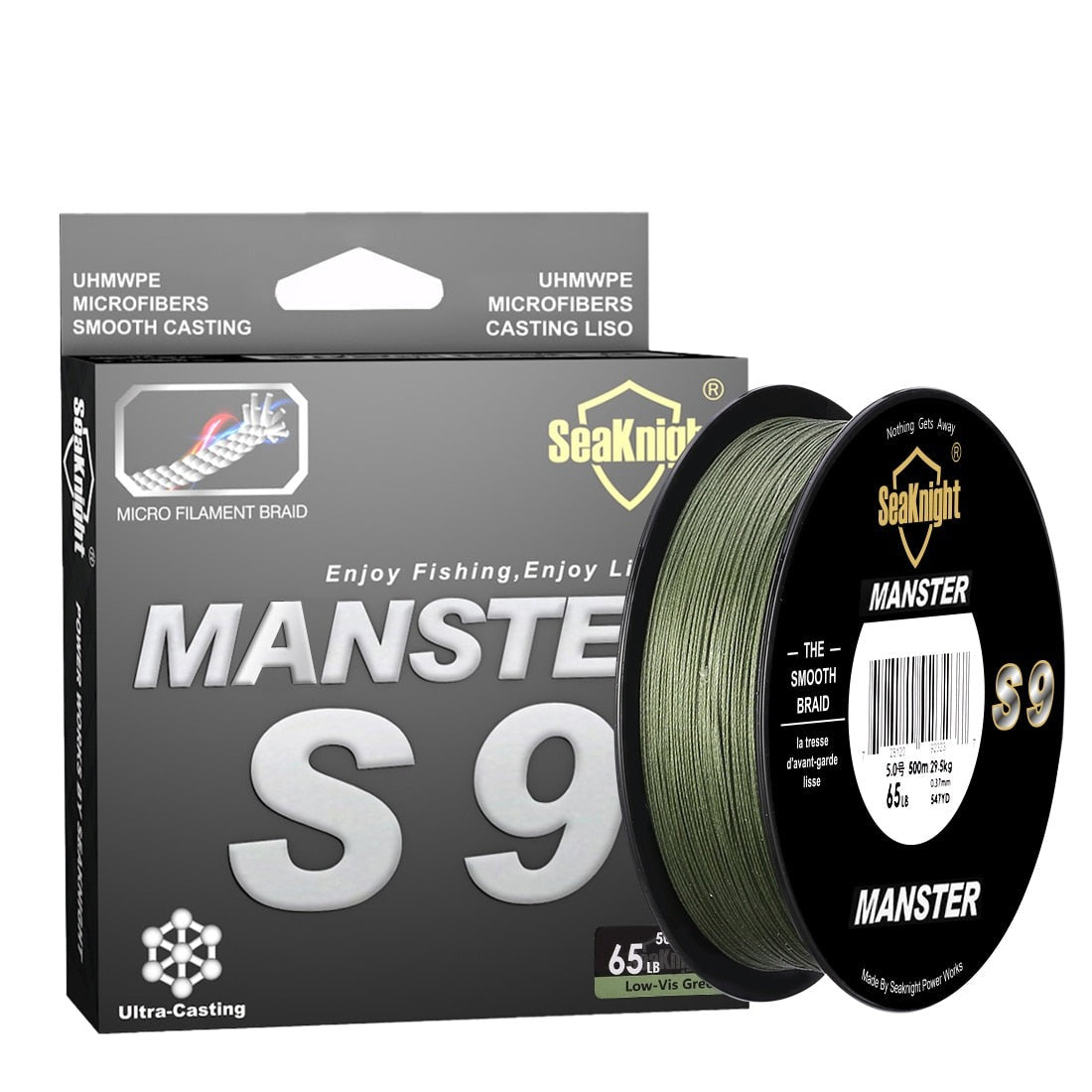 S9 Monster/Manster Series 300M 500M PE  Line 9 Strand Reverse Spiral Fishing Line 20-100LB