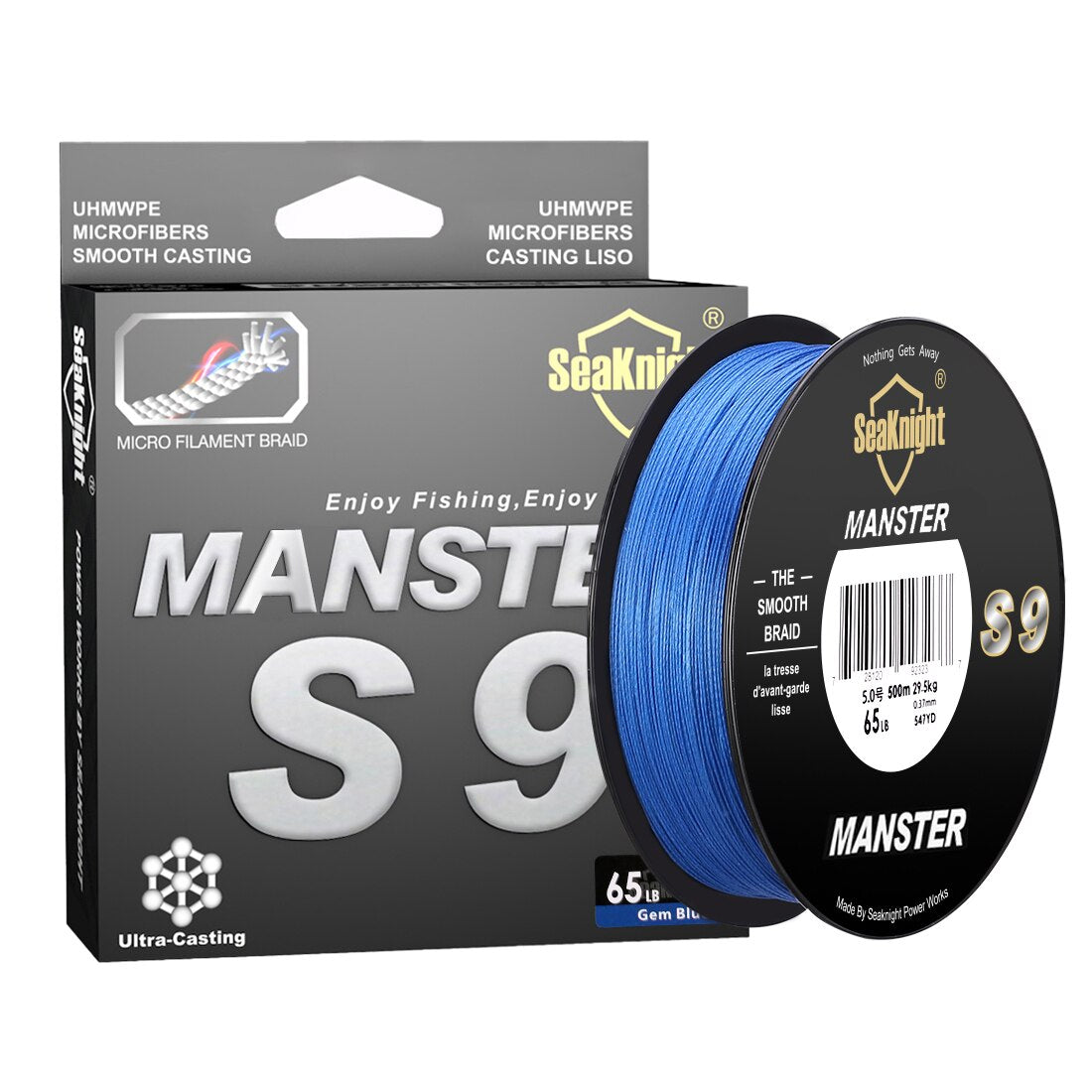 S9 Monster/Manster Series 300M 500M PE  Line 9 Strand Reverse Spiral Fishing Line 20-100LB
