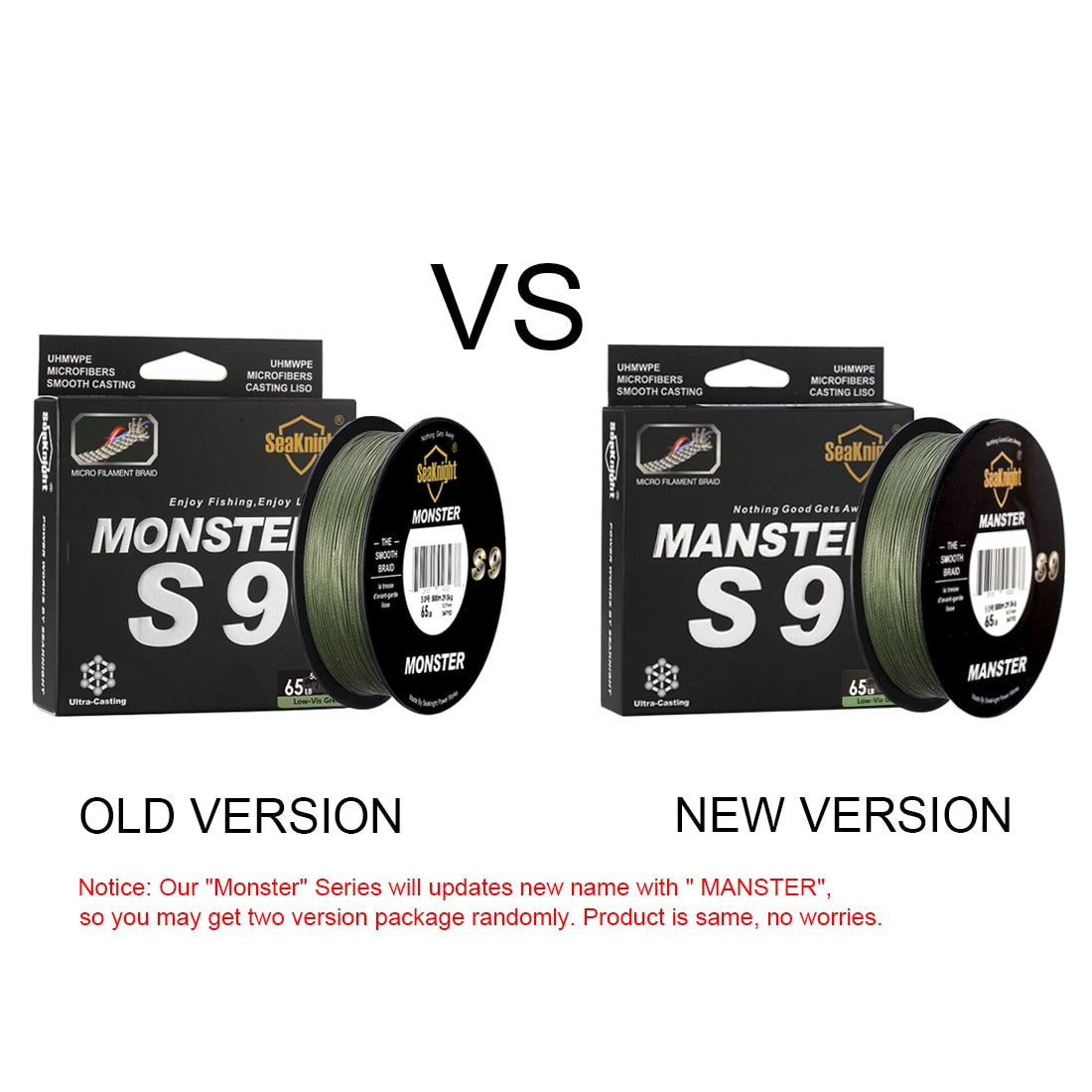 S9 Monster/Manster Series 300M 500M PE  Line 9 Strand Reverse Spiral Fishing Line 20-100LB
