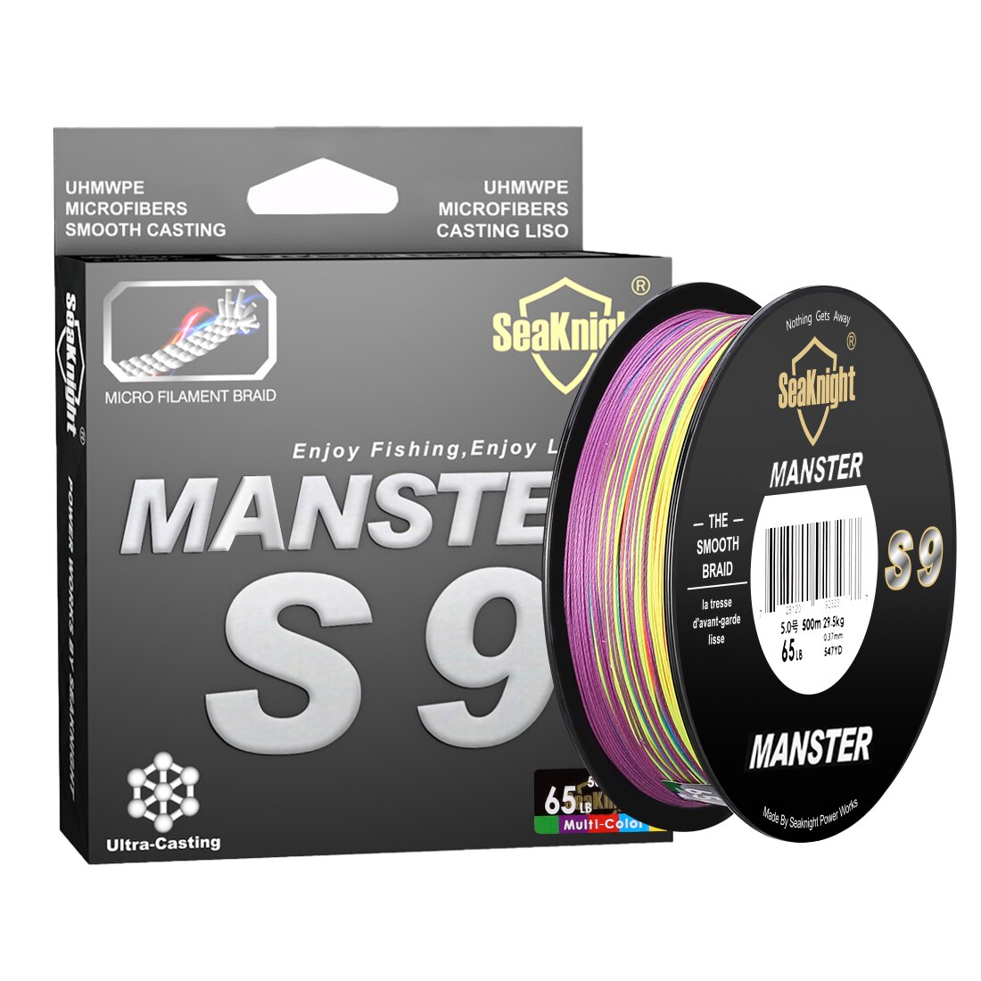 S9 Monster/Manster Series 300M 500M PE  Line 9 Strand Reverse Spiral Fishing Line 20-100LB