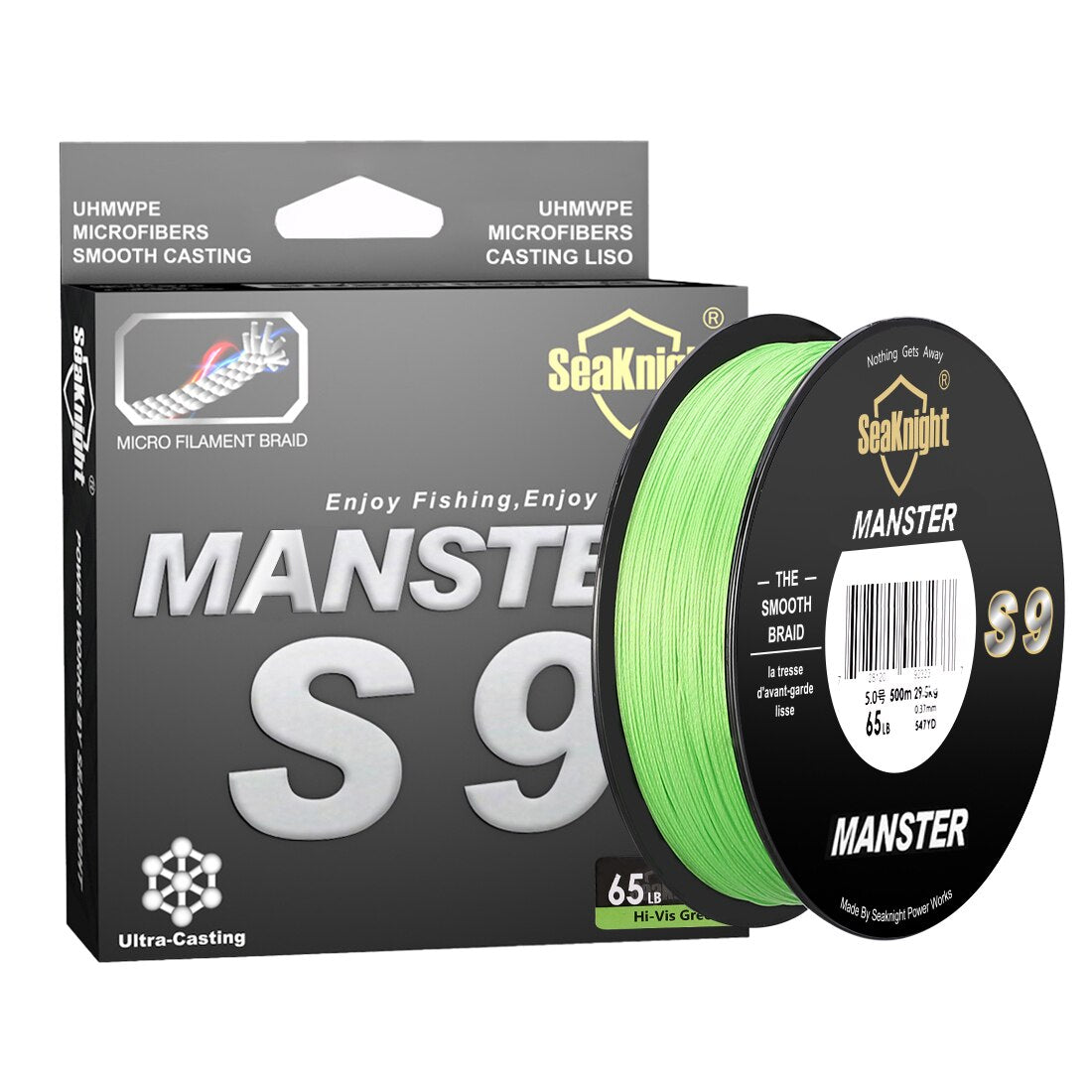 S9 Monster/Manster Series 300M 500M PE  Line 9 Strand Reverse Spiral Fishing Line 20-100LB