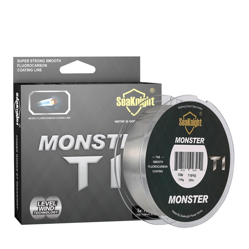 Monster T1 100% Fluorocarbon Coating Fishing Line 100M Monofilament Fishing Line Leader