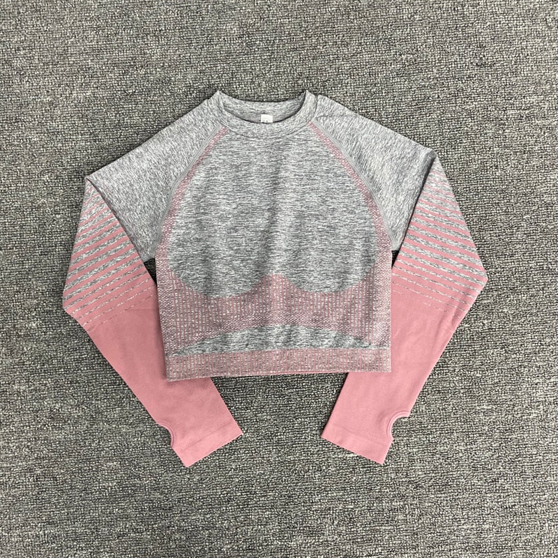 Seamless Women Yoga Set Long Sleeve Top High Waist  Sport Leggings Gym Clothes  Sport Suit short Gym