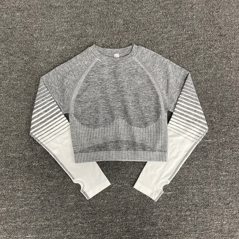 Seamless Women Yoga Set Long Sleeve Top High Waist  Sport Leggings Gym Clothes  Sport Suit short Gym