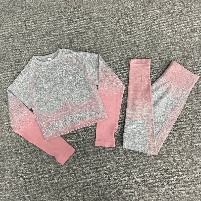 Seamless Women Yoga Set Long Sleeve Top High Waist  Sport Leggings Gym Clothes  Sport Suit short Gym