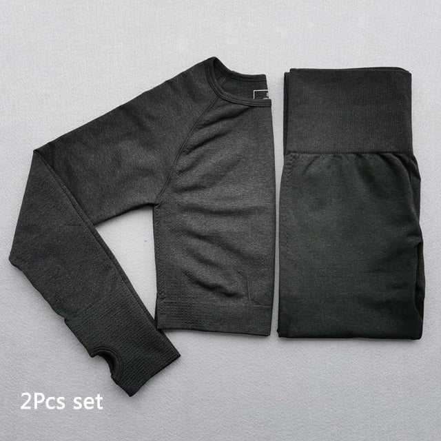 Seamless Yoga Suit 2 piece Sports Shirts Crop Top Seamless Leggings Sport Set Gym Clothes Fitness