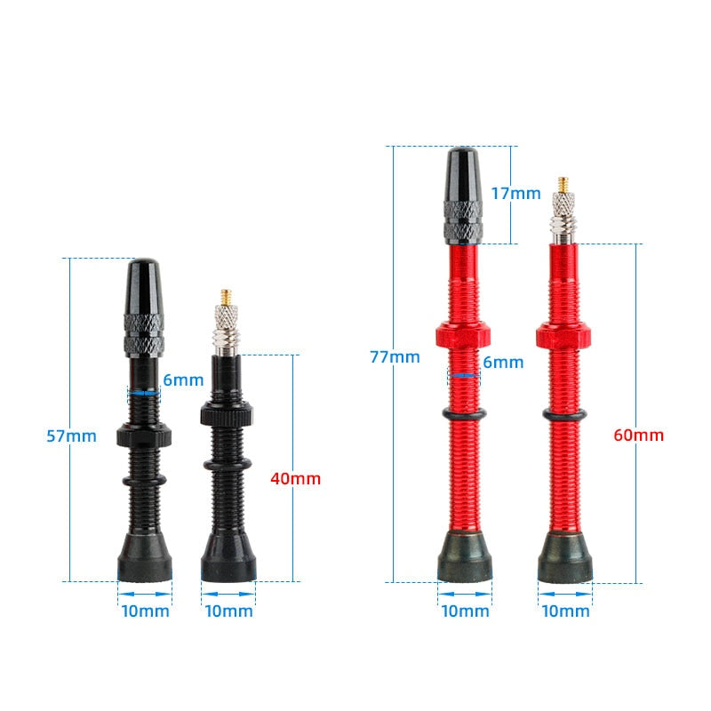 Deemount 2PCS 40/60MM Brass or Alloy Stem Bicycle F/V Presta Tubeless Tire Valve Alloy Valve Cap