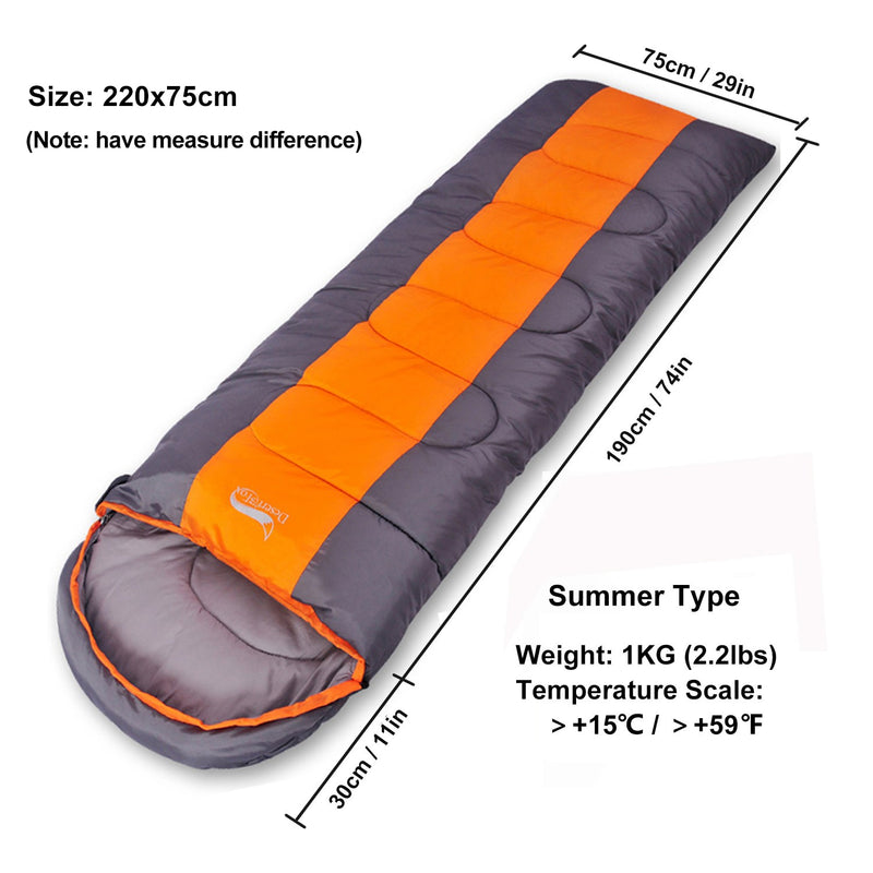 Desert & Fox Camping Sleeping Bag, Lightweight 4 Season Warm & Cold Envelope Backpacking Sleeping