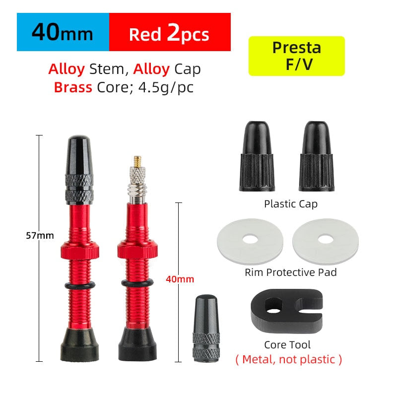 Deemount 2PCS 40/60MM Brass or Alloy Stem Bicycle F/V Presta Tubeless Tire Valve Alloy Valve Cap