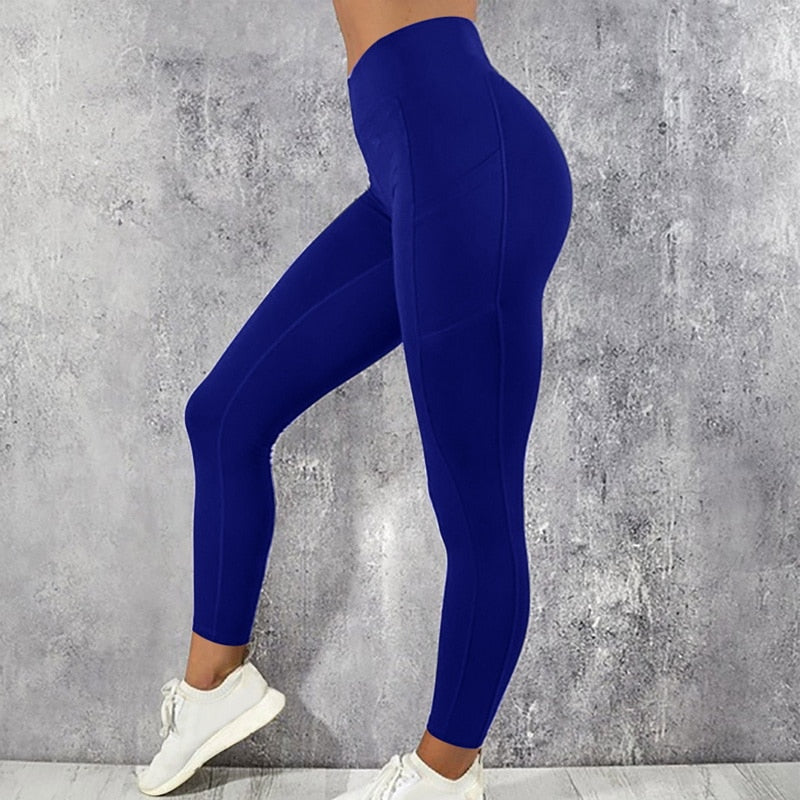 Sexy Fitness Women Gym Leggings Push Up High Waist Pocket Workout Slim Leggins Fashion Casual